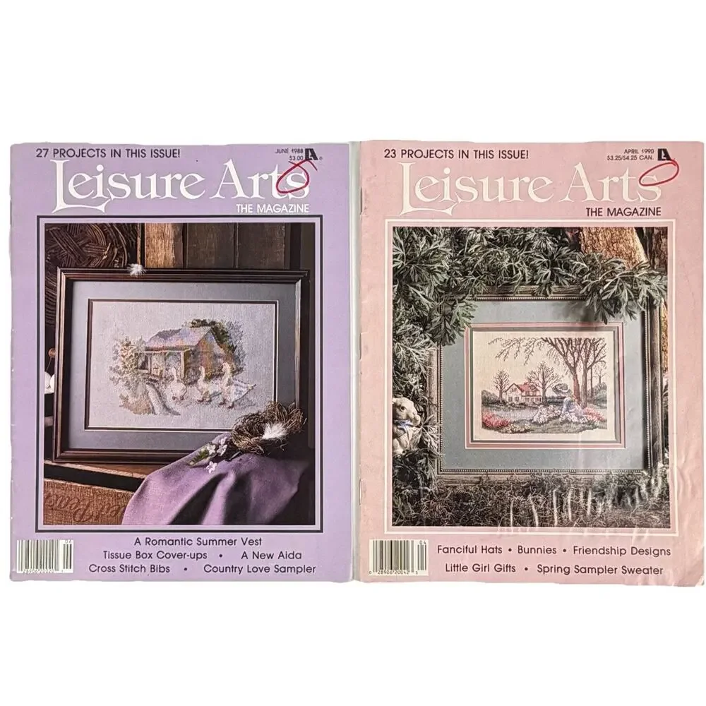 Lot 13 Leisure Arts Cross Stitch Leaflets Magazines Garden Country 100+ Projects